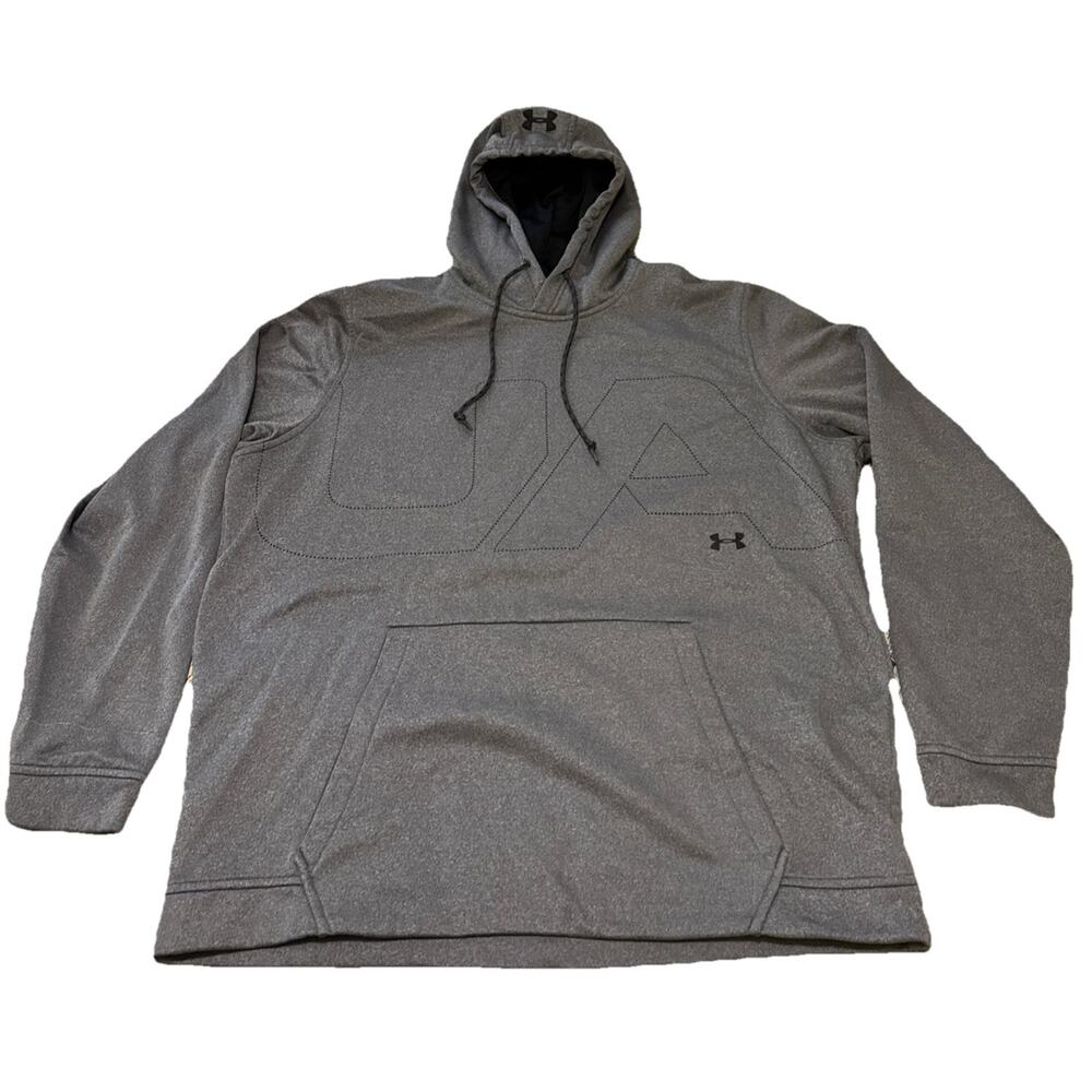 Under Armour Hoodie Jacket Mens XL Full Zip Logo Loose Coldgear Gray